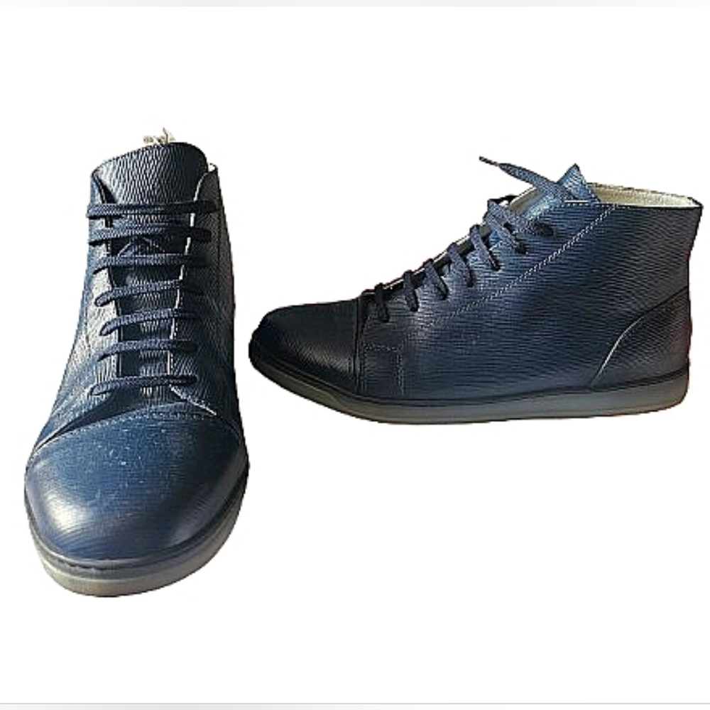 Mens Bugatchi Navy Blue Leather Boots 12.5